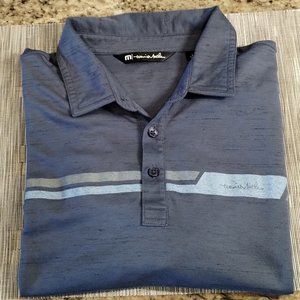 Travis Mathew Blue Polo with Stripe  Size L